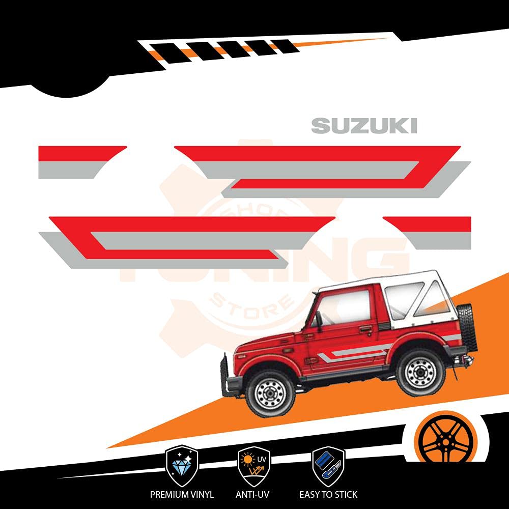 Generico Auto-Aufkleber-Set für Suzuki Samurai Rot Linear von Generico