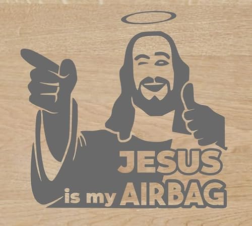 Genérico Jesus is my airbag 10 x 10 cm Aufkleber Decal Autocollant (Dunkelgrau) von Genérico