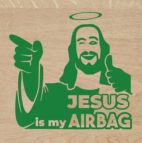 Genérico Jesus is my airbag 10 x 10 cm Aufkleber Decal Autocollant (Dunkelgrün) von Genérico