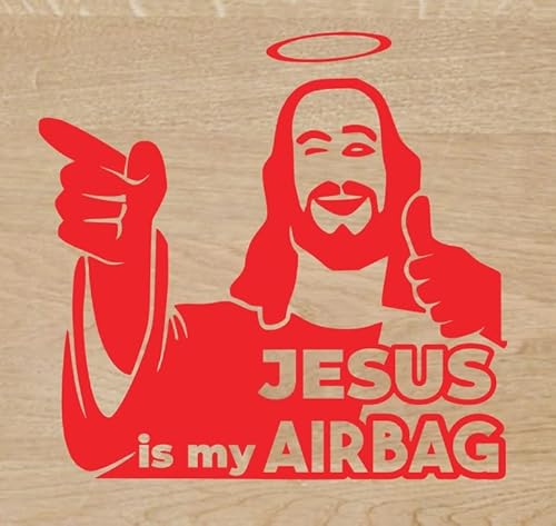 Genérico Jesus is my airbag 10 x 10 cm Aufkleber Decal Autocollant (Rot) von Genérico