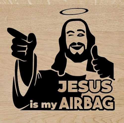 Genérico Vinyl-Aufkleber Jesus is my Airbag, 10 x 10 cm, selbstklebend, Schwarz von Genérico
