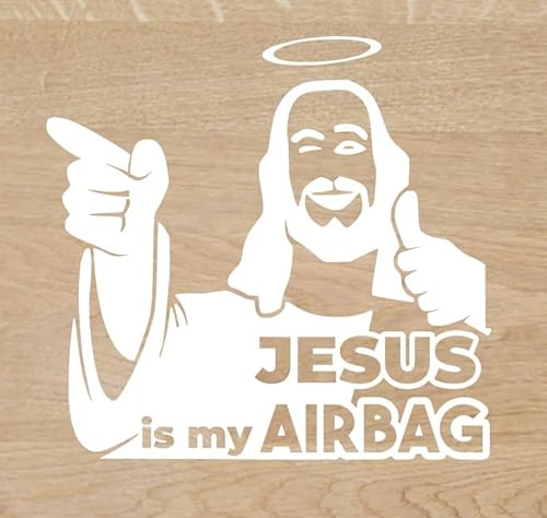 Genérico Vinyl-Aufkleber Jesus is my Airbag, 10 x 10 cm, selbstklebend, Weiß von Genérico