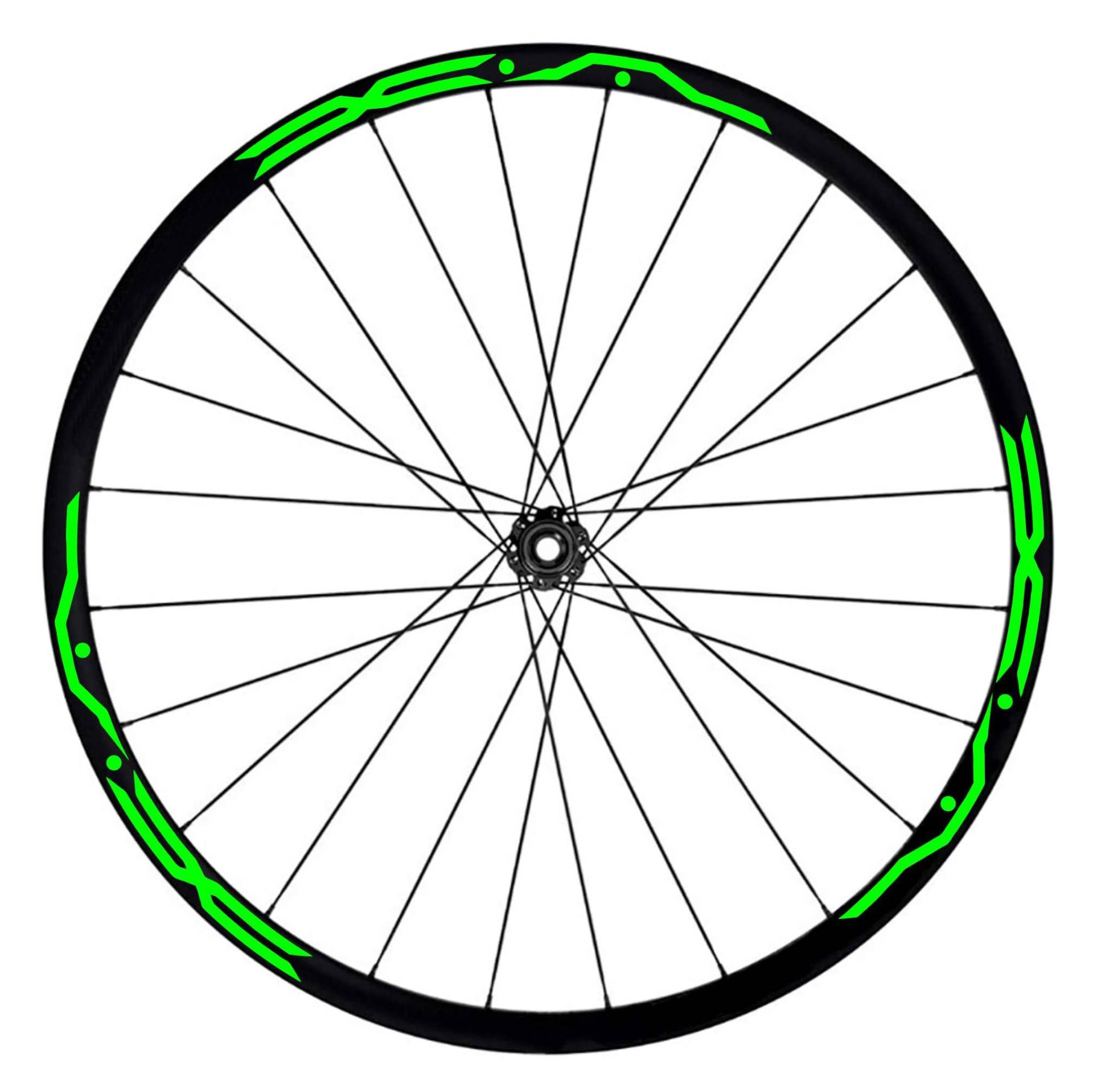 Komplettes Aufkleber-Set für Felgen 26 Zoll – 27,5 Zoll – 28 / 29 Zoll – Fahrrad MTB Bike Sticker Qualität wählen Farbe MTB010 (27,5 Zoll, 069 Neongrün) von Generico