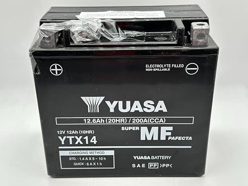 Original AGM Yuasa SLA YTX14 Motorradbatterie einsatzbereit - Maße: 15 x 8,7 x 14,5 cm für BMW R nineT Scrambler 1200 2014 von Generico