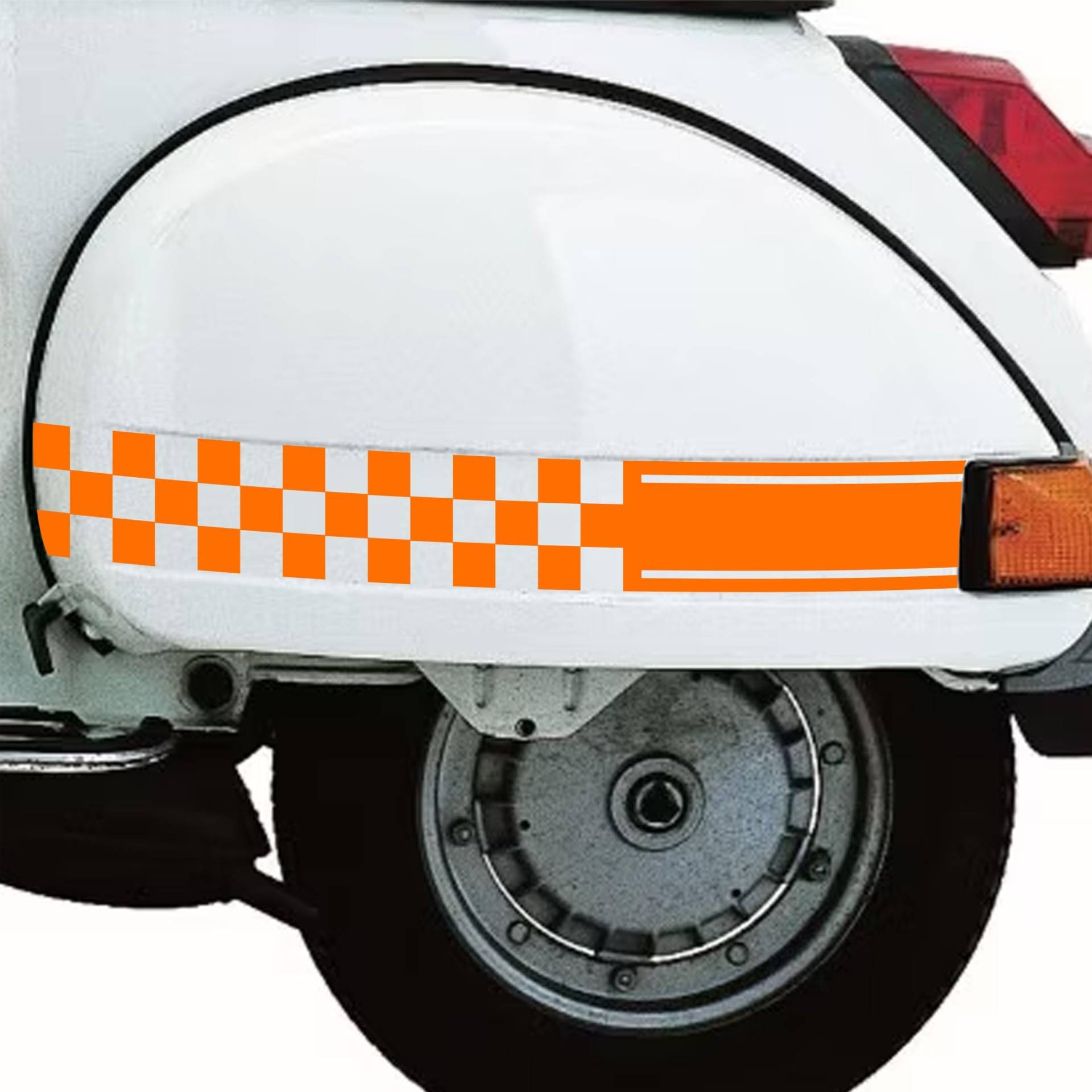 Set mit 2 Aufklebern für Schachbretter, kompatibel mit Piaggio Vespa P150X P 150 XE (altes Modell), Farbe Code 1999 (035 Orange) von Generico