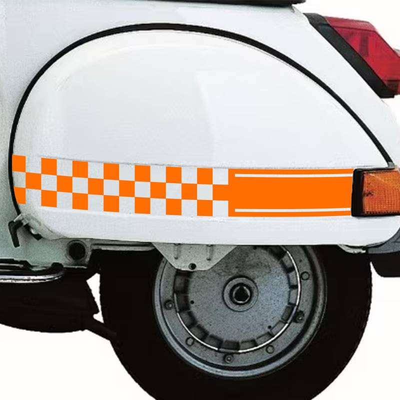 Set mit 2 Aufklebern für Schachbretter, kompatibel mit Piaggio Vespa P150X P 150 XE (altes Modell), Farbe Code 1999 (035 Orange) von Generico