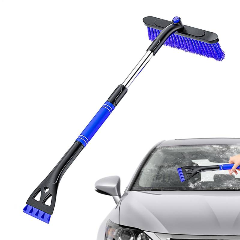 Teleskop-Schneebürste für Auto, Teleskop-Schneebürste für Auto, abnehmbare drehbare Schneebürste | Tragbarer Eiskratzer mit Griff, Mehrzweck-Schneebürste für Auto von Genérico