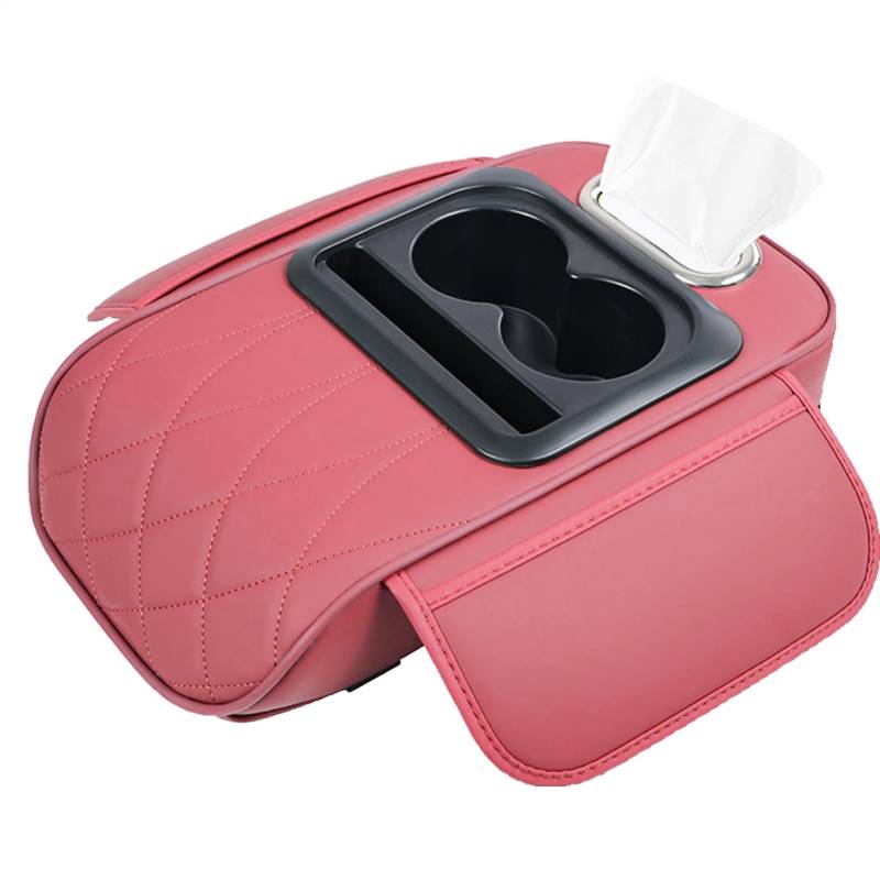Armauflage für , Abdeckung für die Erholung von Autos | Konsolenabdeckung aus PU-Leder mit Becherhalter – Telefonautomaten-Box mit 2 Taschen von Générique