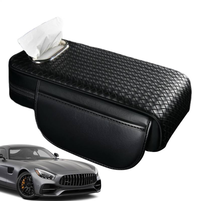 Armrest Cover, Car Center Console, Leather Stuffed Pad Construction, 2 Side Pocket Sturdy Storage Box, Armrest Cushion for Wear, Tear, Spills, Scratches Protection von Générique