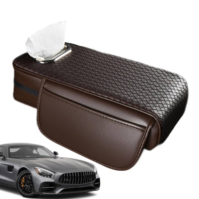 Armrest Cover, Car Center Console, Leather Stuffed Pad Construction, 2 Side Pocket Sturdy Storage Box, Armrest Cushion for Wear, Tear, Spills, Scratches Protection von Générique