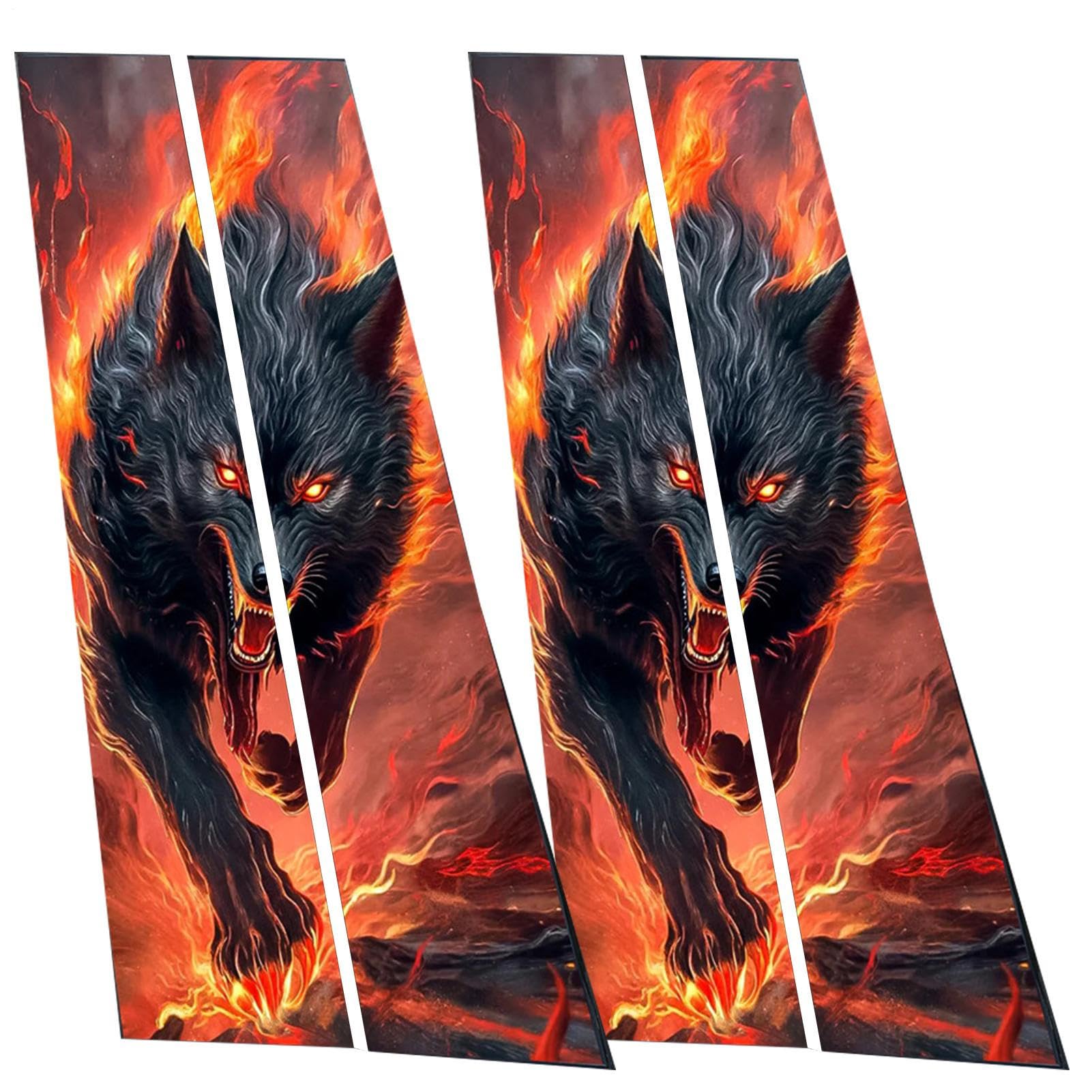 Autoaufkleber für Auto-Fensterkissen, Autozentrum, Column Sticker, Kratzschutz, schwarze Wolf-Aufkleber in Flammen, Schutz und Dekoration, 45 x 24 cm Autoaufkleber für Auto-Fensterkissen, Autozentrum, Column Sticker, Kratzschutz, schwarze Wolf-Aufkleber in Flammen, Schutz und Dekoration, 45 x 24 cm von Générique