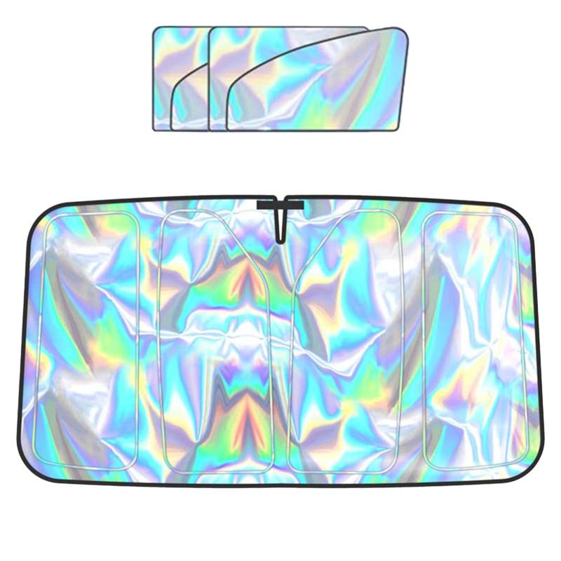 Automotive Window Sunshades, Front Windshield Sun Shade, 55,91 x 30,31 Zoll, Faltbare Blockscheibe, Innen-Sonnenschutz, UV-reflektierende Autoabdeckung für Urlaub, Parkplatz, Driving von Générique