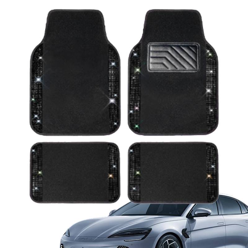 Bling Auto Fussmatten, Strass Fußmatten für Autos | Auto Fußmatten mit Glitzer Strass Autoteppich Wasserdicht Auto Fußmatten und Rückseite mit PVC Pad rutschfest p von Générique