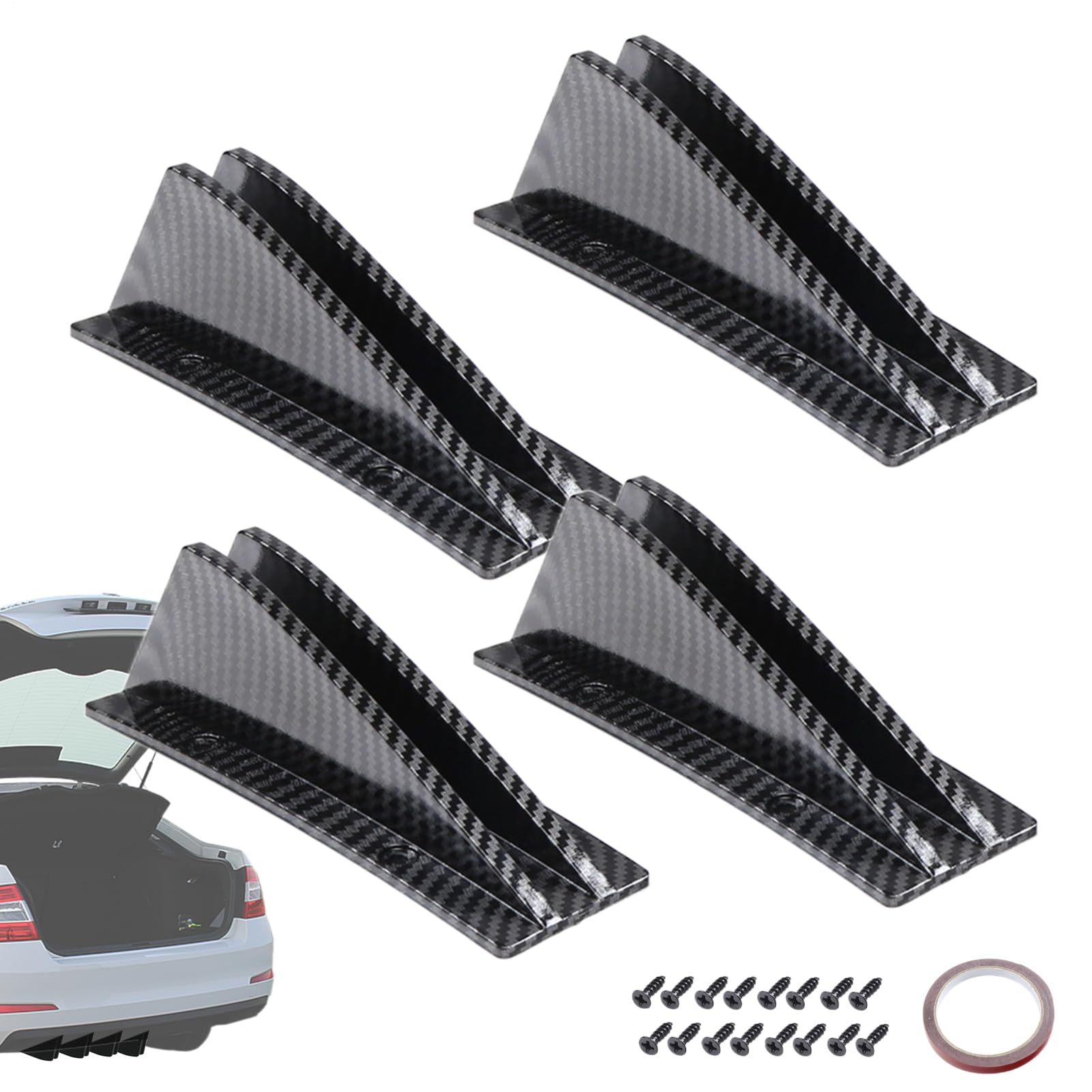 Heckstoß, Auto-Heckdiffusor, 4-teiliges Haifischflossenset | dreieckiger Heckspoiler für verbesserten Schutz der Stoßstange Heckstoß, Auto-Heckdiffusor, 4-teiliges Haifischflossenset | dreieckiger Heckspoiler für verbesserten Schutz der Stoßstange von Générique