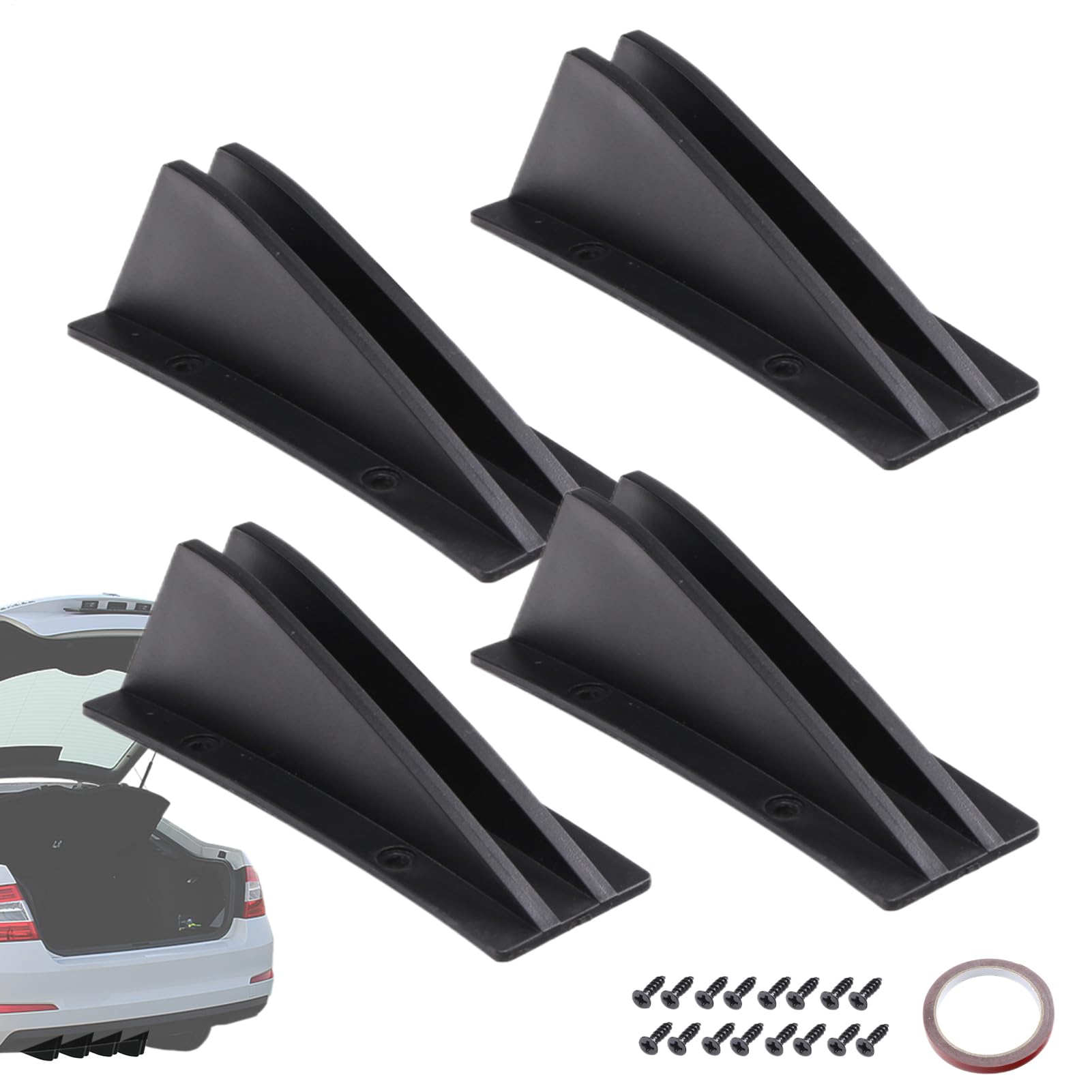 Heckstoßstangen-Lippen-Diffusor, Auto-Heckdiffusor, Haifischflosse, 4 Stück | dreieckiger Heckspoiler für verbesserten Schutz der Stoßstange Heckstoßstangen-Lippen-Diffusor, Auto-Heckdiffusor, Haifischflosse, 4 Stück | dreieckiger Heckspoiler für verbesserten Schutz der Stoßstange von Générique