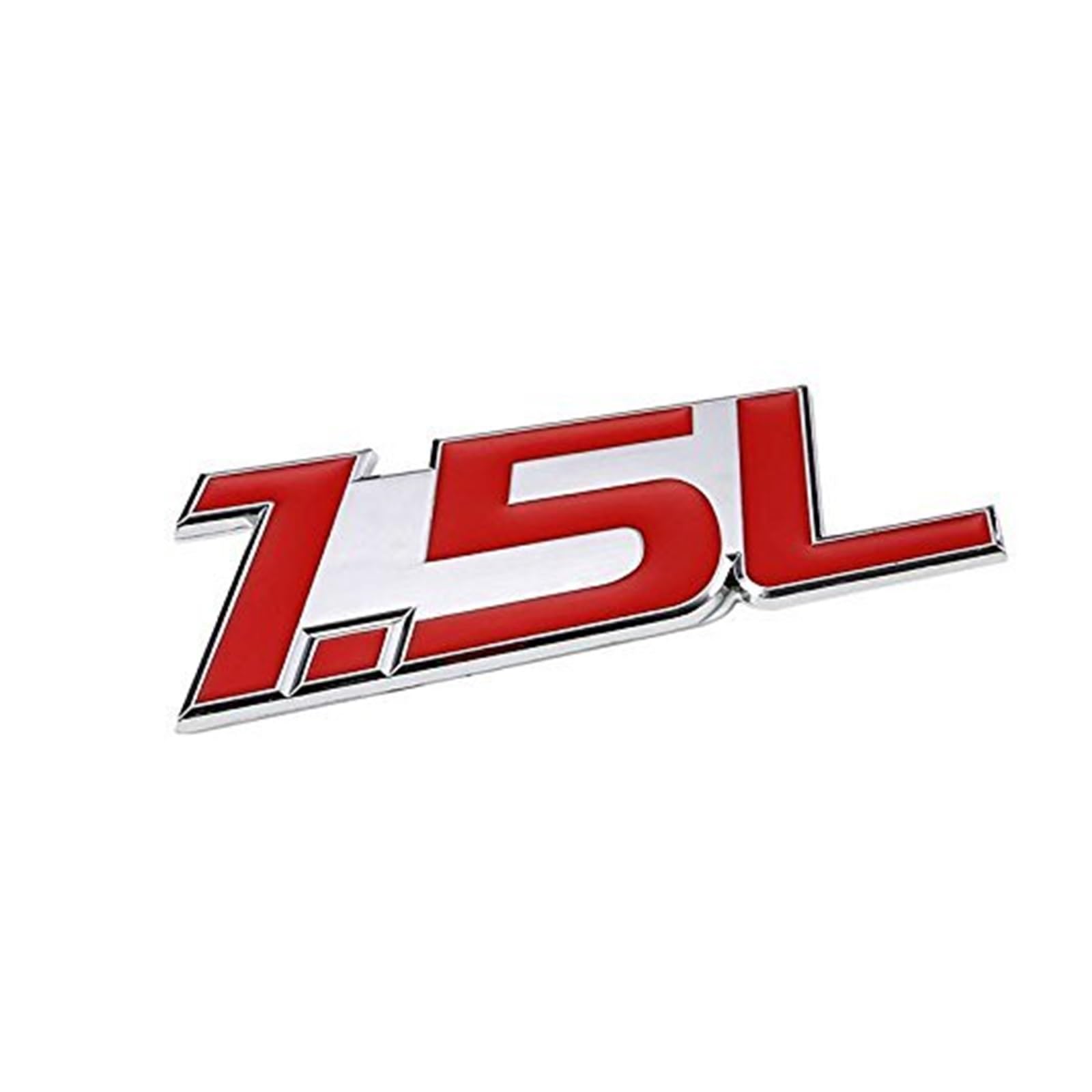 1,5 l Rot/Chrom Aluminiumlegierung Auto Kofferraum Tür Kotflügel Stoßstange Abzeichen Aufkleber Emblem Klebeband Aufkleber for Autos(Red-Silver,Emblem Letter: 1.5L) von Generisch