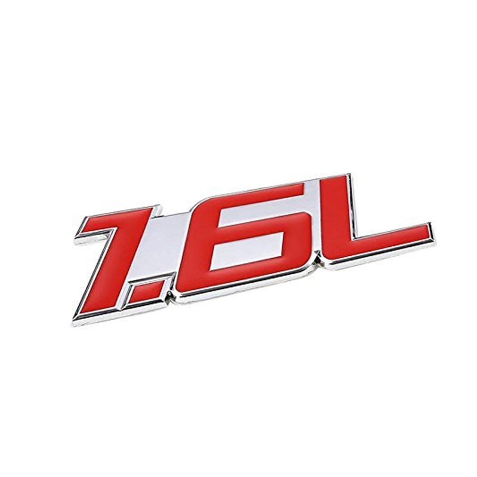1,5 l Rot/Chrom Aluminiumlegierung Auto Kofferraum Tür Kotflügel Stoßstange Abzeichen Aufkleber Emblem Klebeband Aufkleber for Autos(Red-Silver,Emblem Letter: 1.6L) von Generisch