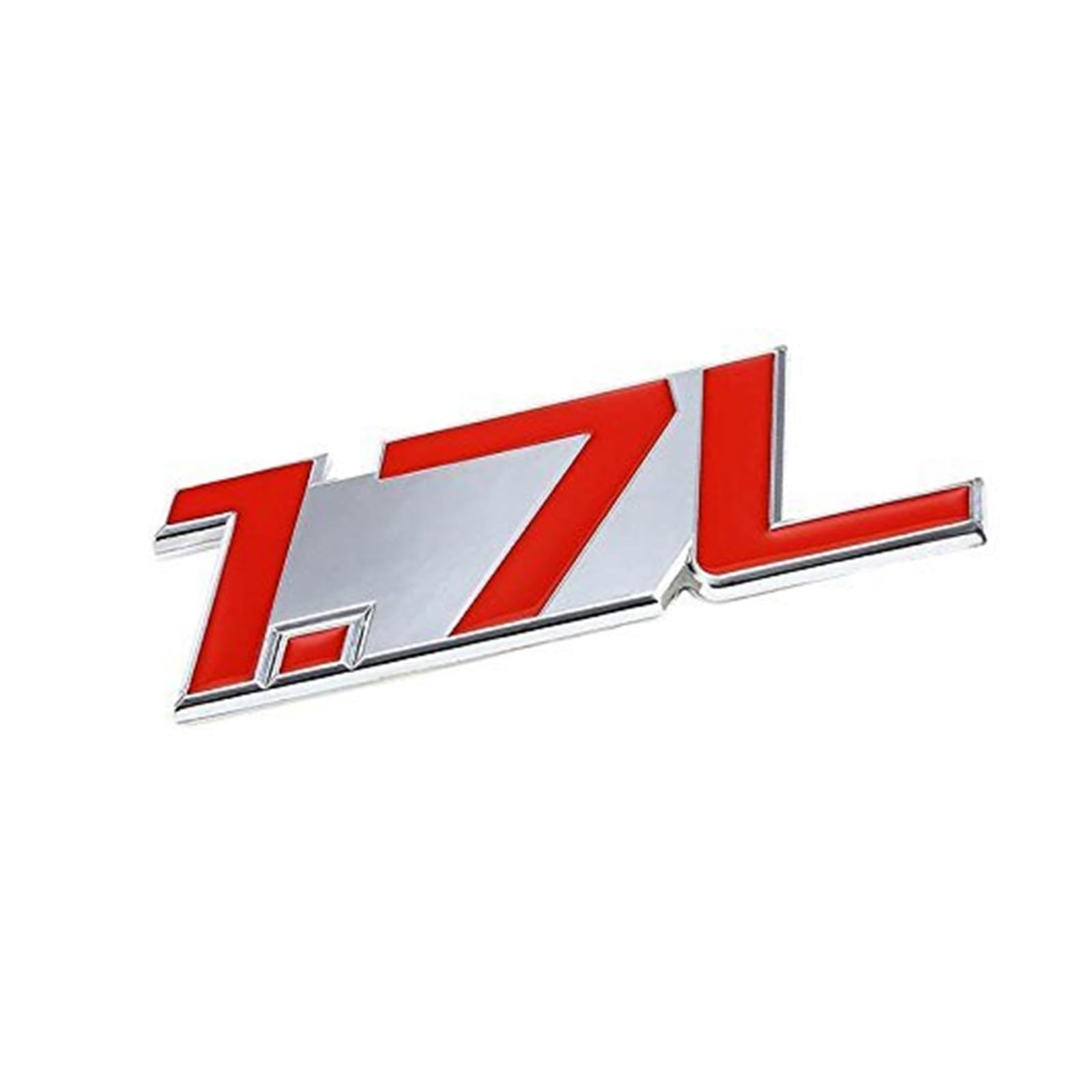 1,5 l Rot/Chrom Aluminiumlegierung Auto Kofferraum Tür Kotflügel Stoßstange Abzeichen Aufkleber Emblem Klebeband Aufkleber for Autos(Red-Silver,Emblem Letter: 1.7L) von Generisch