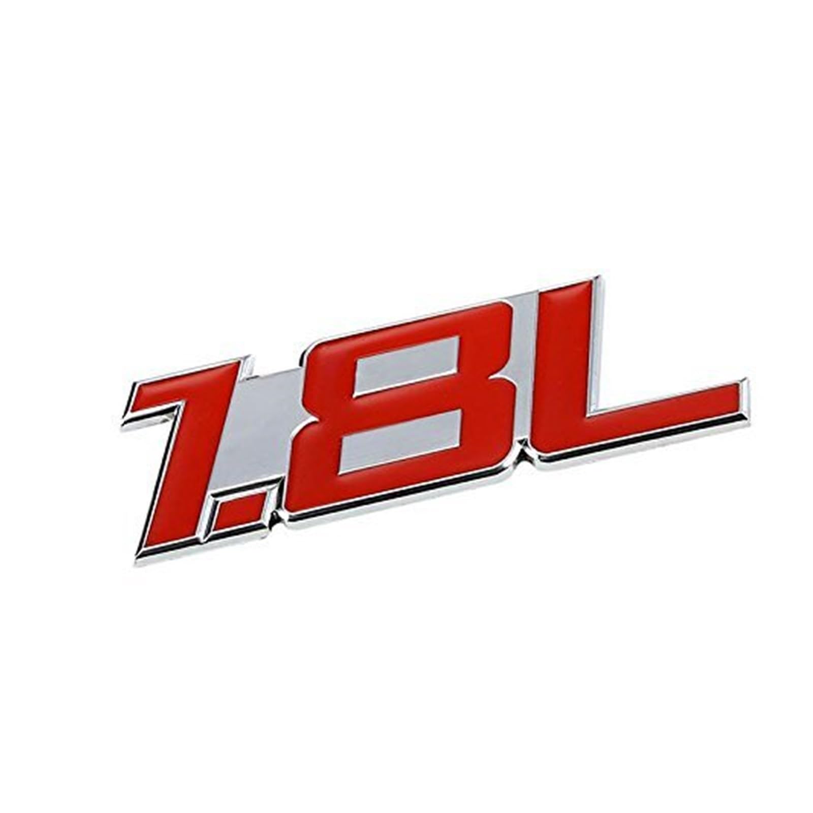 1,5 l Rot/Chrom Aluminiumlegierung Auto Kofferraum Tür Kotflügel Stoßstange Abzeichen Aufkleber Emblem Klebeband Aufkleber for Autos(Red-Silver,Emblem Letter: 1.8L) von Generisch