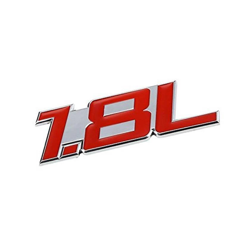 1,5 l Rot/Chrom Aluminiumlegierung Auto Kofferraum Tür Kotflügel Stoßstange Abzeichen Aufkleber Emblem Klebeband Aufkleber for Autos(Red-Silver,Emblem Letter: 1.8L) von Generisch