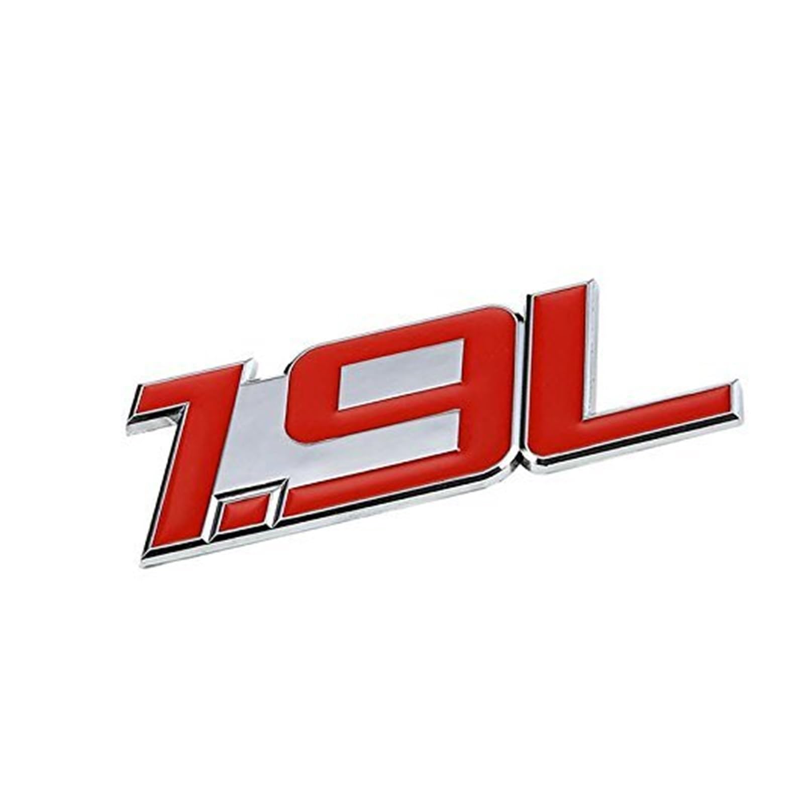 1,5 l Rot/Chrom Aluminiumlegierung Auto Kofferraum Tür Kotflügel Stoßstange Abzeichen Aufkleber Emblem Klebeband Aufkleber for Autos(Red-Silver,Emblem Letter: 1.9L) von Generisch
