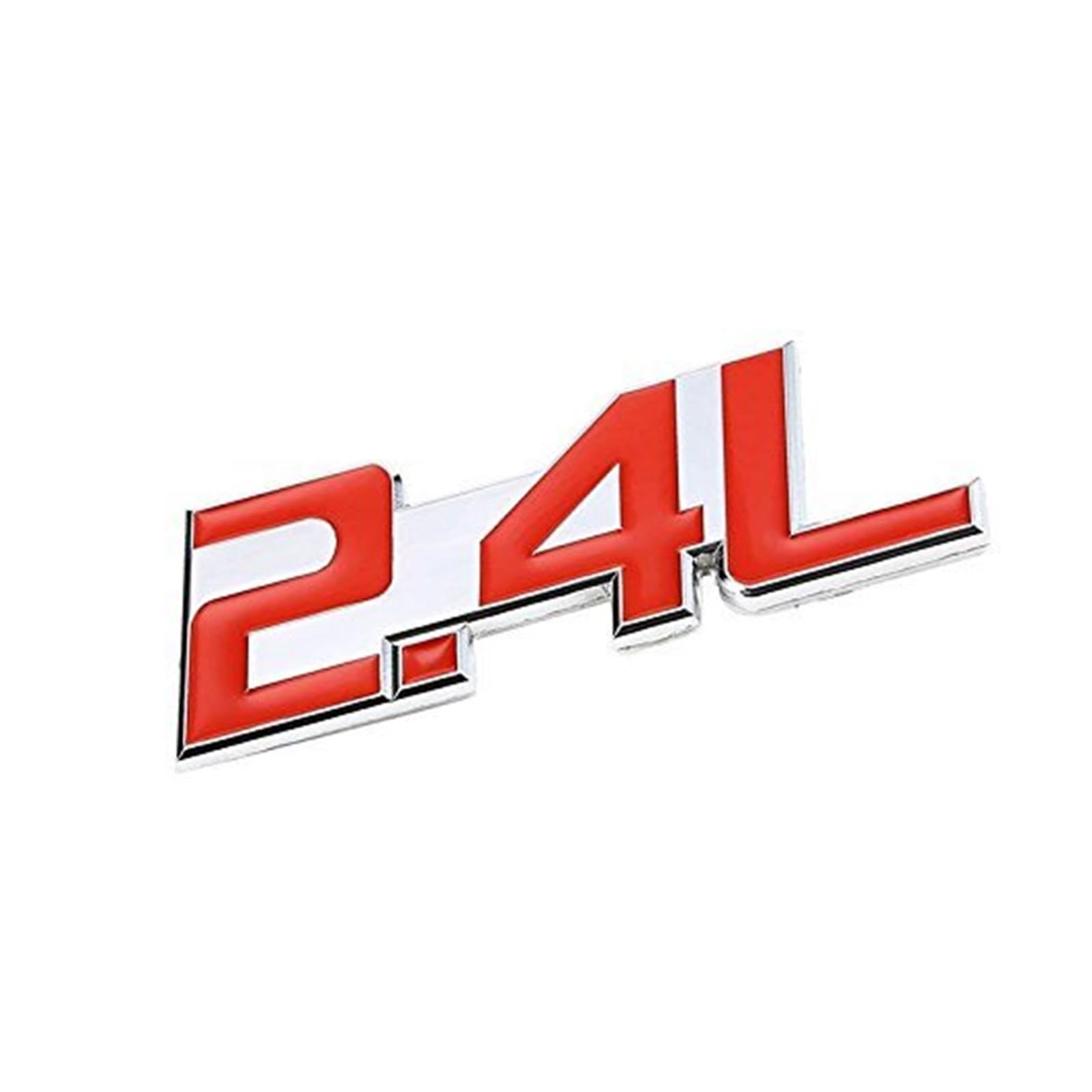 1,5 l Rot/Chrom Aluminiumlegierung Auto Kofferraum Tür Kotflügel Stoßstange Abzeichen Aufkleber Emblem Klebeband Aufkleber for Autos(Red-Silver,Emblem Letter: 2.4L) von Generisch