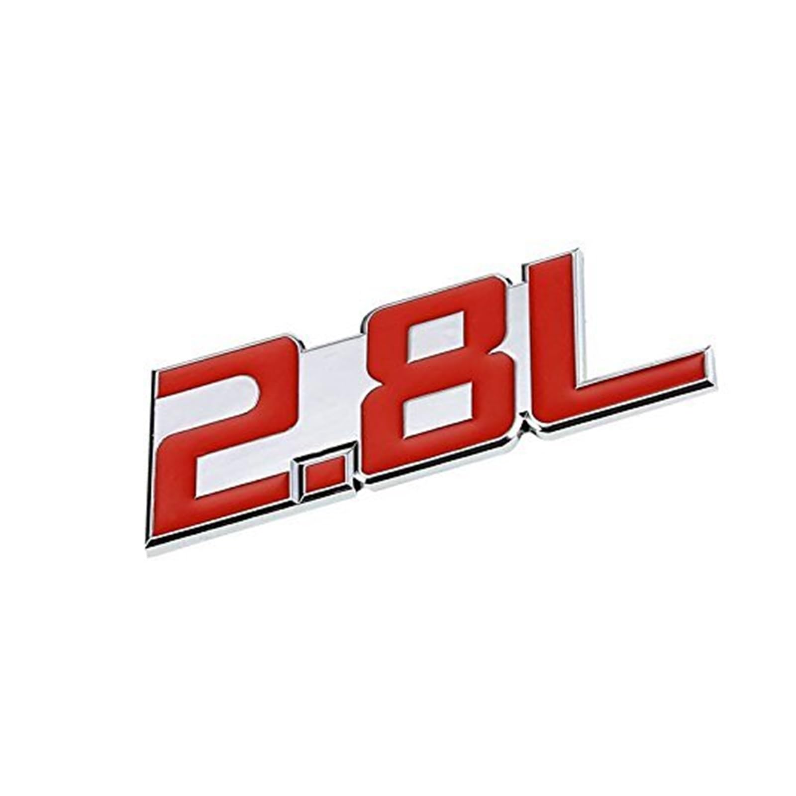 1,5 l Rot/Chrom Aluminiumlegierung Auto Kofferraum Tür Kotflügel Stoßstange Abzeichen Aufkleber Emblem Klebeband Aufkleber for Autos(Red-Silver,Emblem Letter: 2.8L) von Generisch