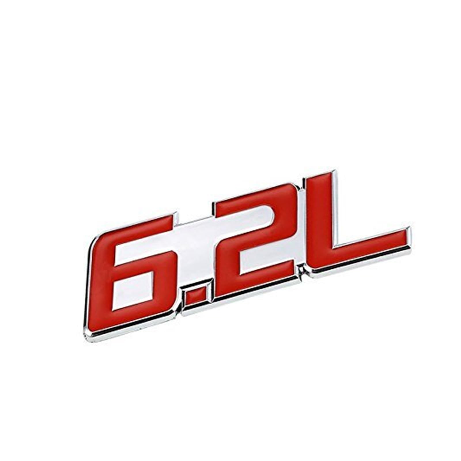 1,5 l Rot/Chrom Aluminiumlegierung Auto Kofferraum Tür Kotflügel Stoßstange Abzeichen Aufkleber Emblem Klebeband Aufkleber for Autos(Red-Silver,Emblem Letter: 6.2L) von Generisch
