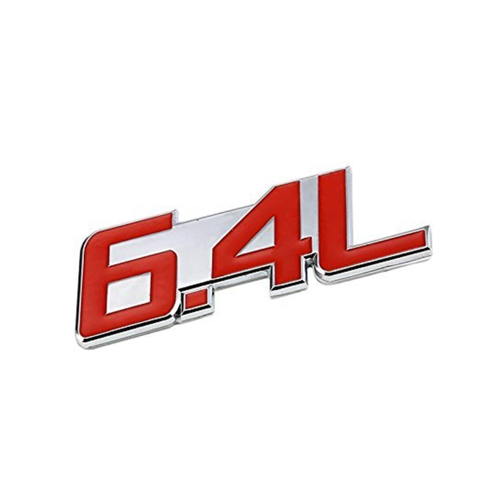 1,5 l Rot/Chrom Aluminiumlegierung Auto Kofferraum Tür Kotflügel Stoßstange Abzeichen Aufkleber Emblem Klebeband Aufkleber for Autos(Red-Silver,Emblem Letter: 6.4L) von Generisch