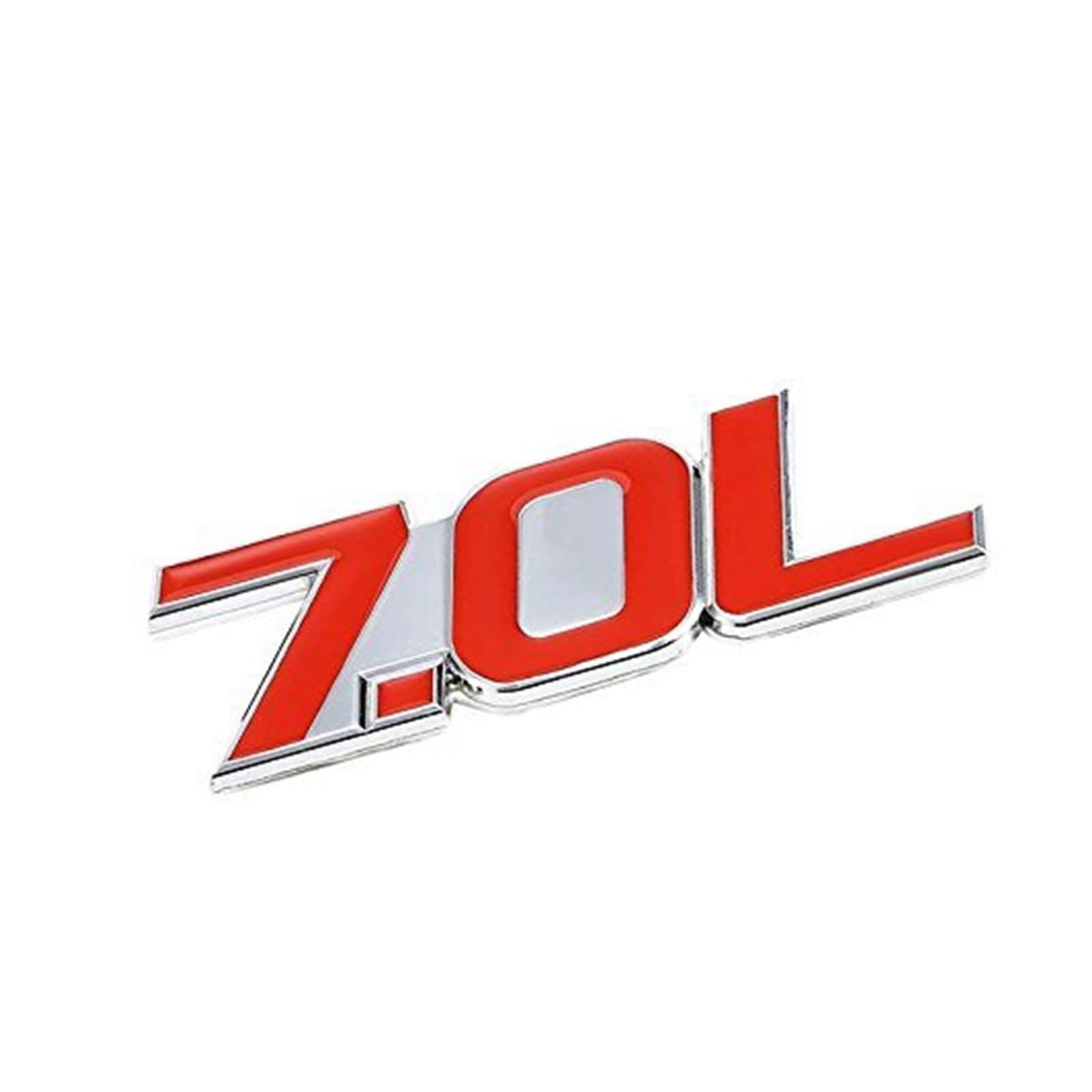 1,5 l Rot/Chrom Aluminiumlegierung Auto Kofferraum Tür Kotflügel Stoßstange Abzeichen Aufkleber Emblem Klebeband Aufkleber for Autos(Red-Silver,Emblem Letter: 7.0L) von Generisch