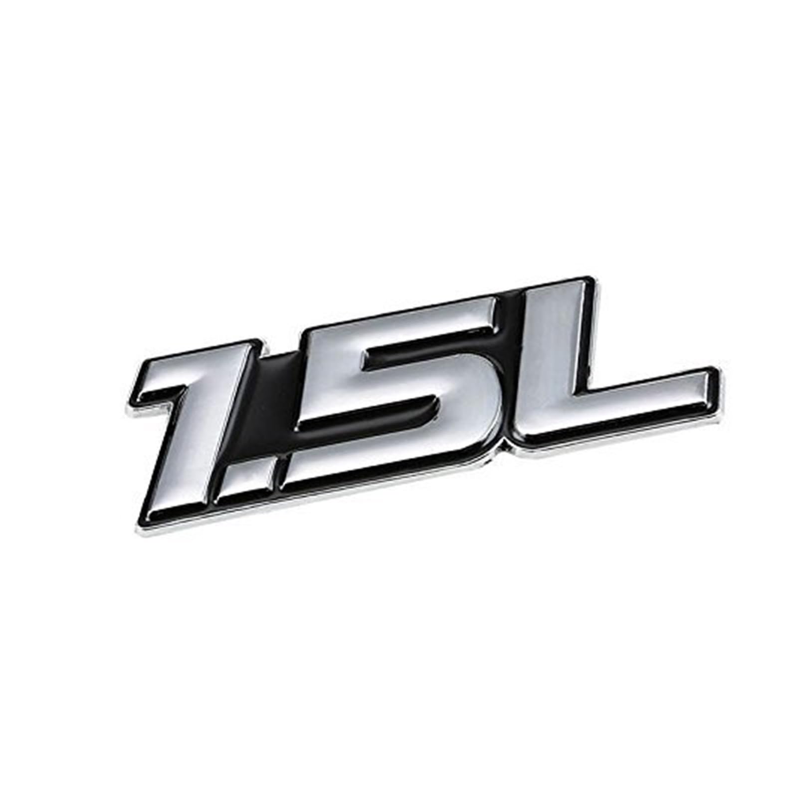 1,5 l Rot/Chrom Aluminiumlegierung Auto Kofferraum Tür Kotflügel Stoßstange Abzeichen Aufkleber Emblem Klebeband Aufkleber for Autos(Silver-Black,Emblem Letter: 1.5L) von Generisch