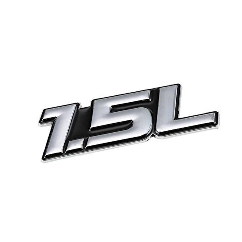1,5 l Rot/Chrom Aluminiumlegierung Auto Kofferraum Tür Kotflügel Stoßstange Abzeichen Aufkleber Emblem Klebeband Aufkleber for Autos(Silver-Black,Emblem Letter: 1.5L) von Generisch