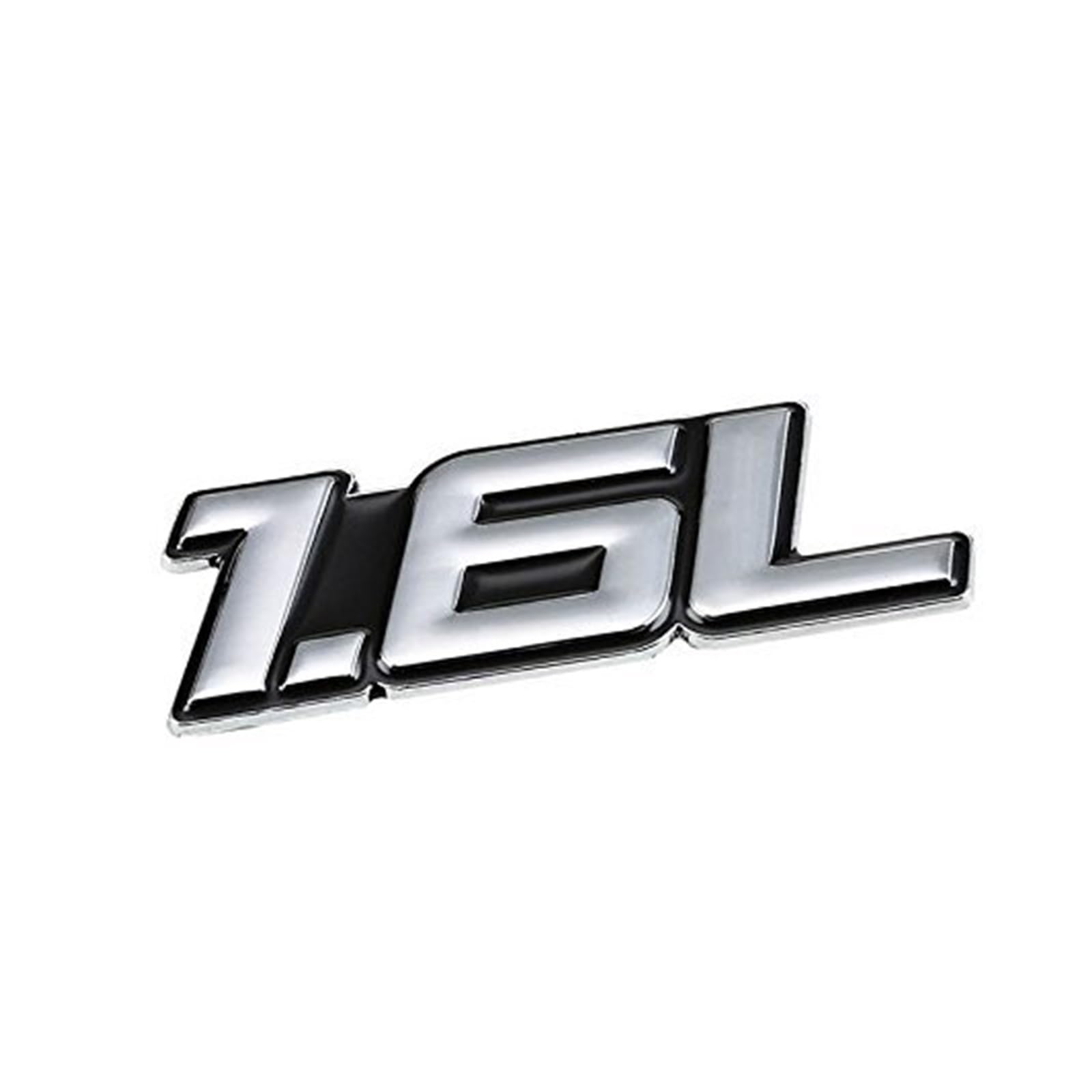 1,5 l Rot/Chrom Aluminiumlegierung Auto Kofferraum Tür Kotflügel Stoßstange Abzeichen Aufkleber Emblem Klebeband Aufkleber for Autos(Silver-Black,Emblem Letter: 1.6L) von Generisch
