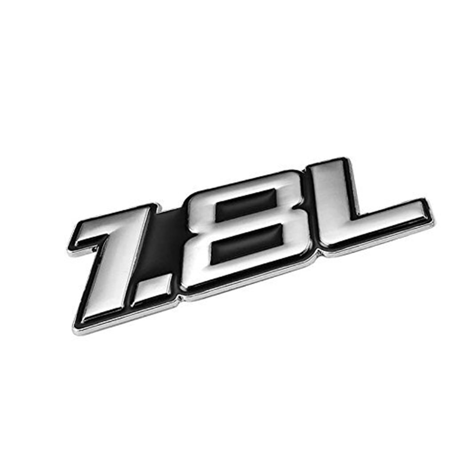 1,5 l Rot/Chrom Aluminiumlegierung Auto Kofferraum Tür Kotflügel Stoßstange Abzeichen Aufkleber Emblem Klebeband Aufkleber for Autos(Silver-Black,Emblem Letter: 1.8L) von Generisch