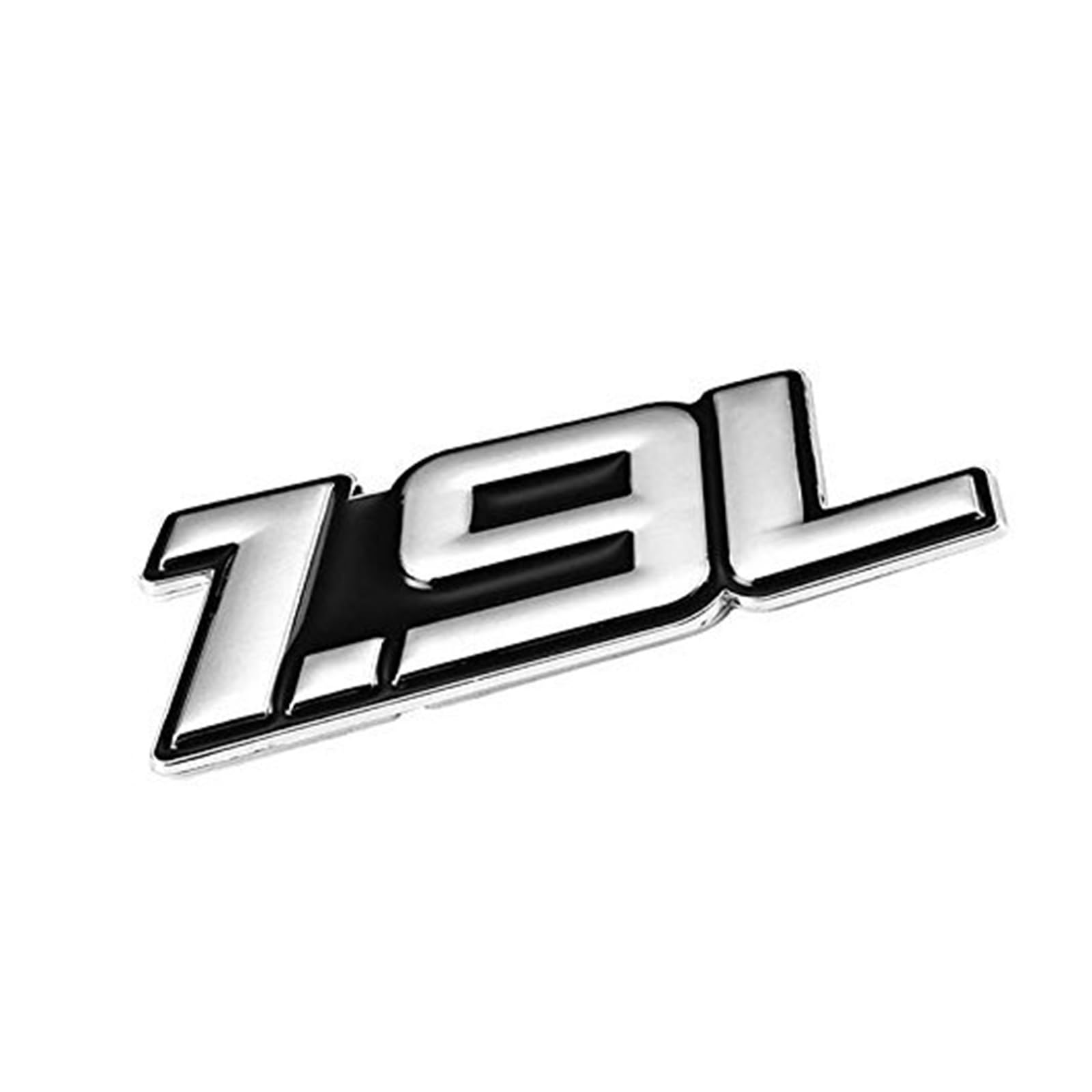1,5 l Rot/Chrom Aluminiumlegierung Auto Kofferraum Tür Kotflügel Stoßstange Abzeichen Aufkleber Emblem Klebeband Aufkleber for Autos(Silver-Black,Emblem Letter: 1.9L) von Generisch