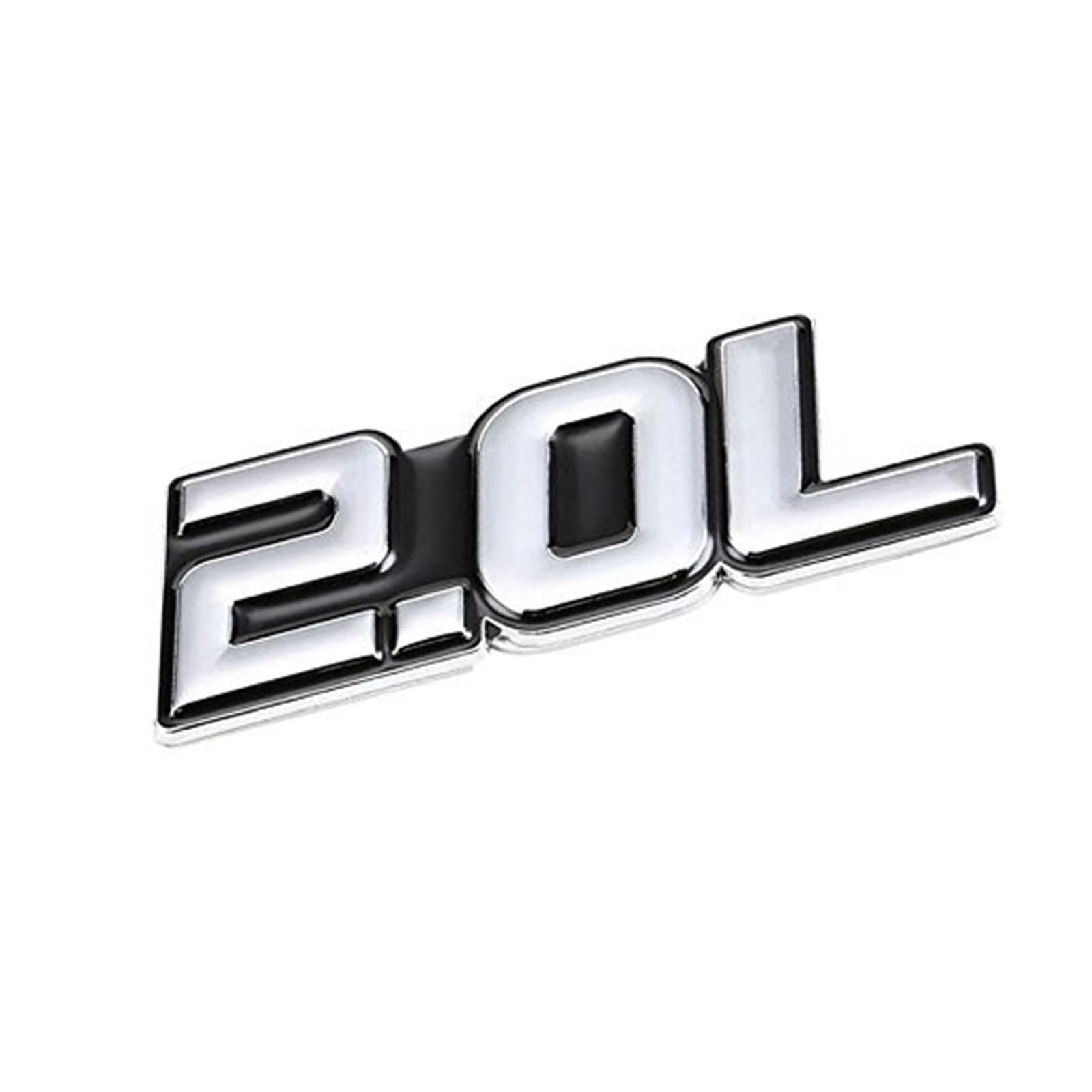 1,5 l Rot/Chrom Aluminiumlegierung Auto Kofferraum Tür Kotflügel Stoßstange Abzeichen Aufkleber Emblem Klebeband Aufkleber for Autos(Silver-Black,Emblem Letter: 2.0L) von Generisch
