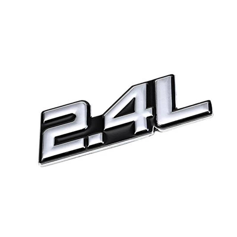 1,5 l Rot/Chrom Aluminiumlegierung Auto Kofferraum Tür Kotflügel Stoßstange Abzeichen Aufkleber Emblem Klebeband Aufkleber for Autos(Silver-Black,Emblem Letter: 2.4L) von Generisch