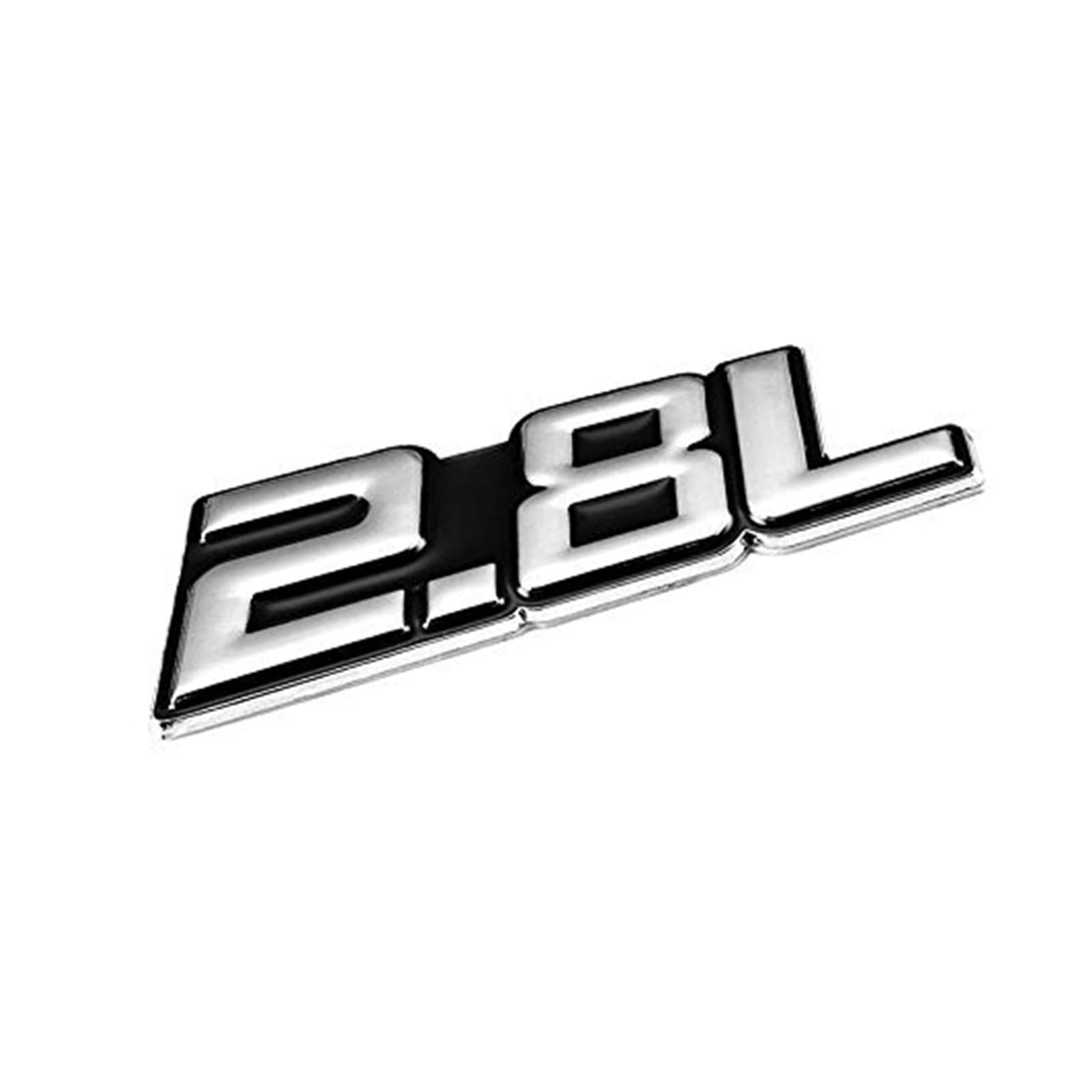1,5 l Rot/Chrom Aluminiumlegierung Auto Kofferraum Tür Kotflügel Stoßstange Abzeichen Aufkleber Emblem Klebeband Aufkleber for Autos(Silver-Black,Emblem Letter: 2.8L) von Generisch