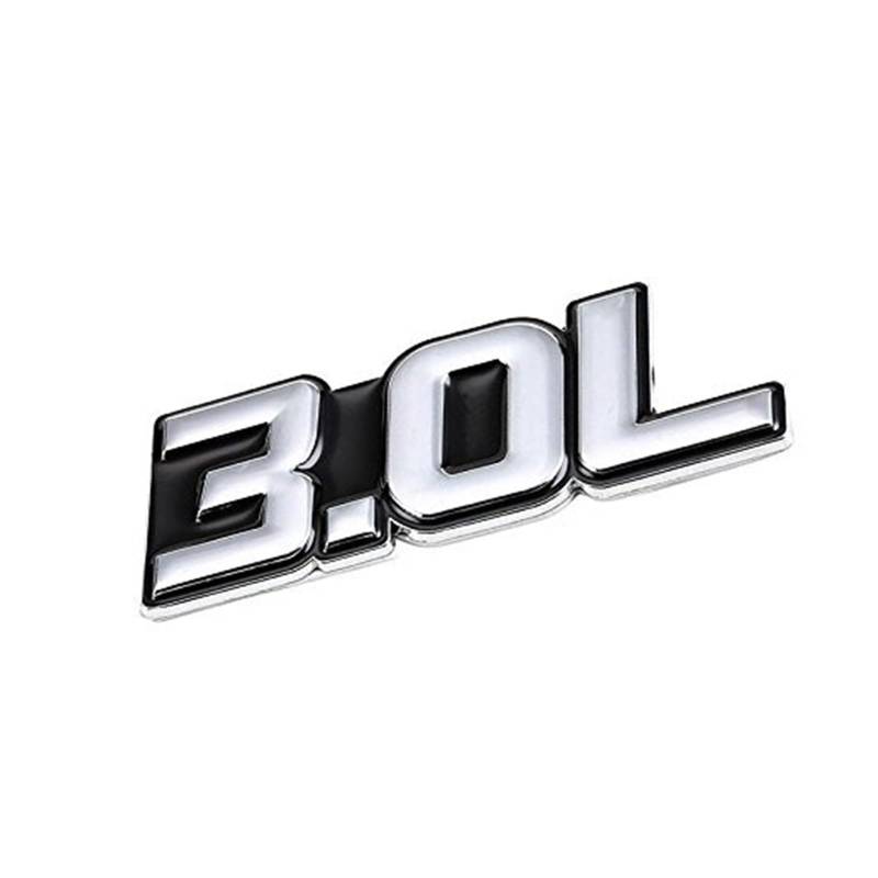 1,5 l Rot/Chrom Aluminiumlegierung Auto Kofferraum Tür Kotflügel Stoßstange Abzeichen Aufkleber Emblem Klebeband Aufkleber for Autos(Silver-Black,Emblem Letter: 3.0L) von Generisch