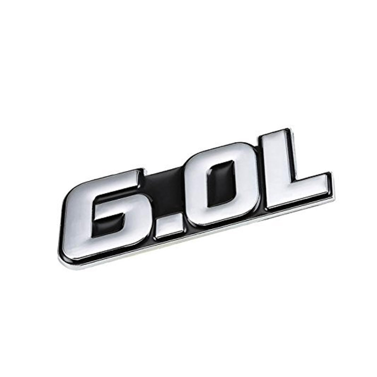 1,5 l Rot/Chrom Aluminiumlegierung Auto Kofferraum Tür Kotflügel Stoßstange Abzeichen Aufkleber Emblem Klebeband Aufkleber for Autos(Silver-Black,Emblem Letter: 6.0L) von Generisch