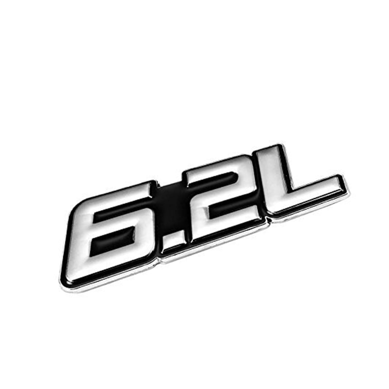 1,5 l Rot/Chrom Aluminiumlegierung Auto Kofferraum Tür Kotflügel Stoßstange Abzeichen Aufkleber Emblem Klebeband Aufkleber for Autos(Silver-Black,Emblem Letter: 6.2L) von Generisch