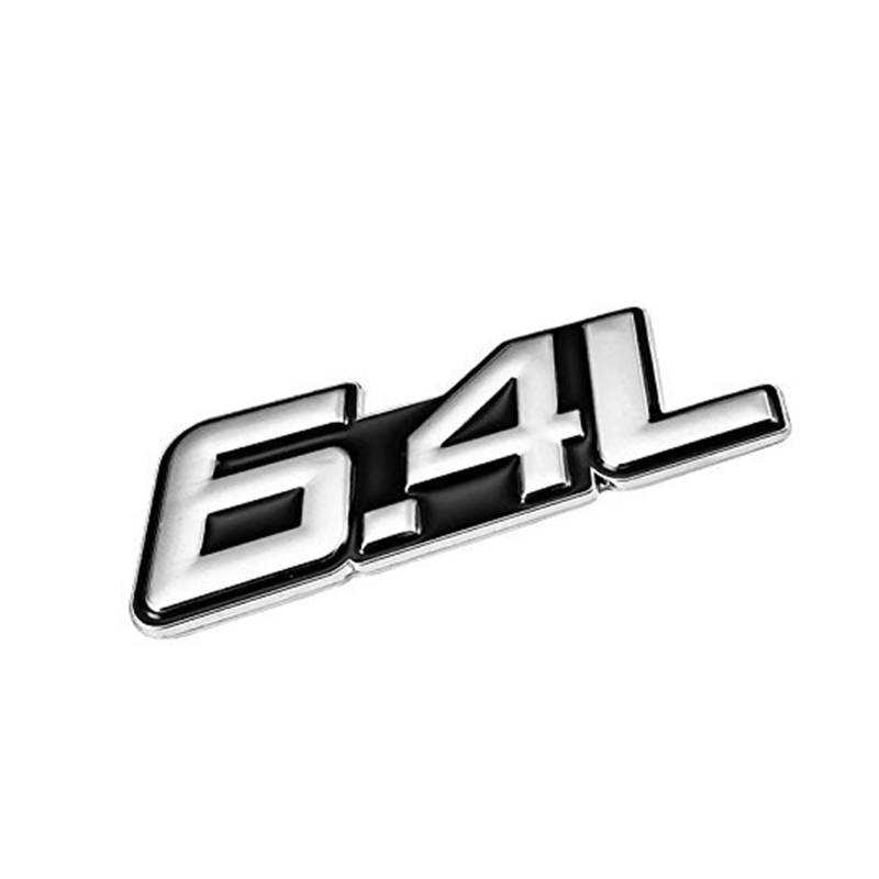 1,5 l Rot/Chrom Aluminiumlegierung Auto Kofferraum Tür Kotflügel Stoßstange Abzeichen Aufkleber Emblem Klebeband Aufkleber for Autos(Silver-Black,Emblem Letter: 6.4L) von Generisch