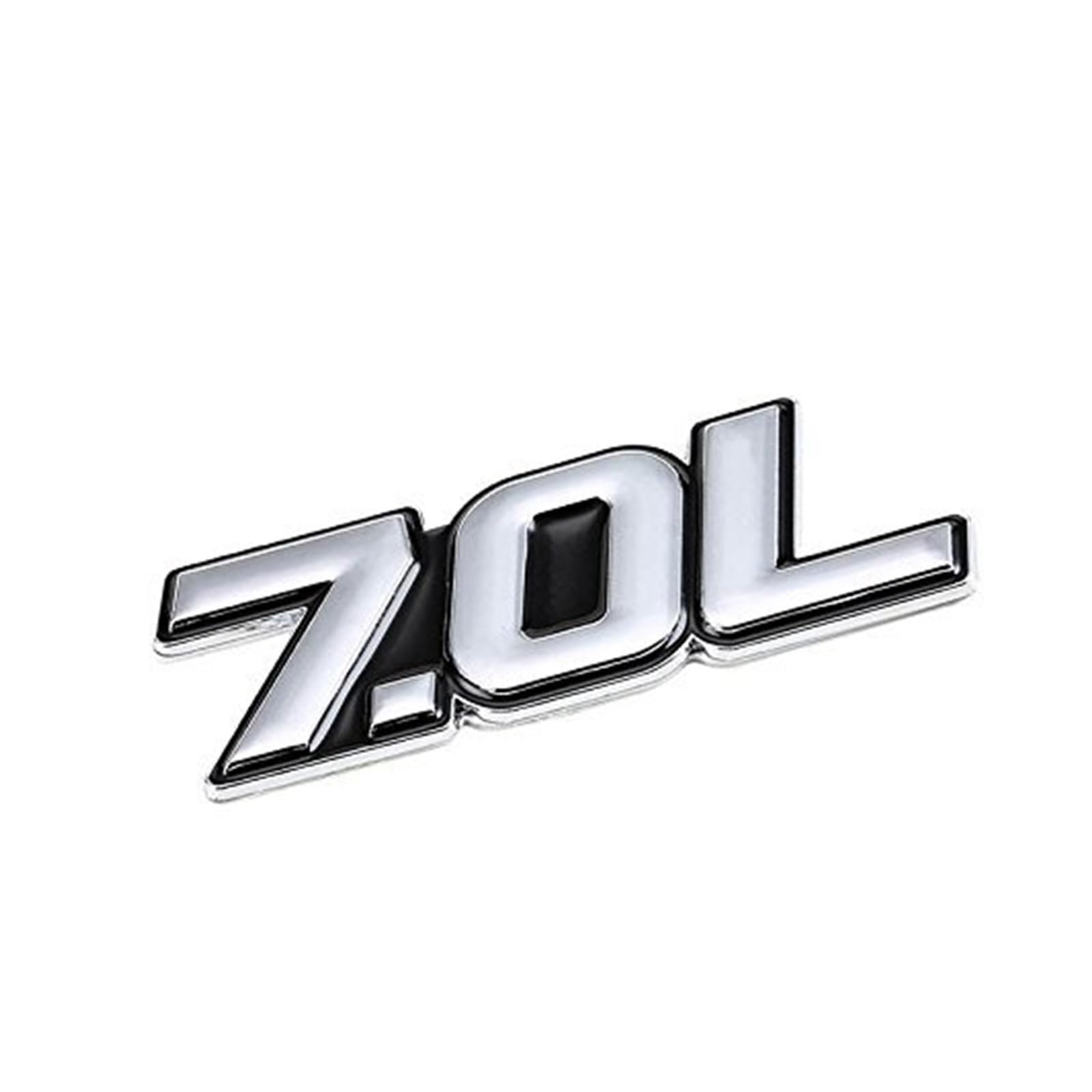 1,5 l Rot/Chrom Aluminiumlegierung Auto Kofferraum Tür Kotflügel Stoßstange Abzeichen Aufkleber Emblem Klebeband Aufkleber for Autos(Silver-Black,Emblem Letter: 7.0L) von Generisch