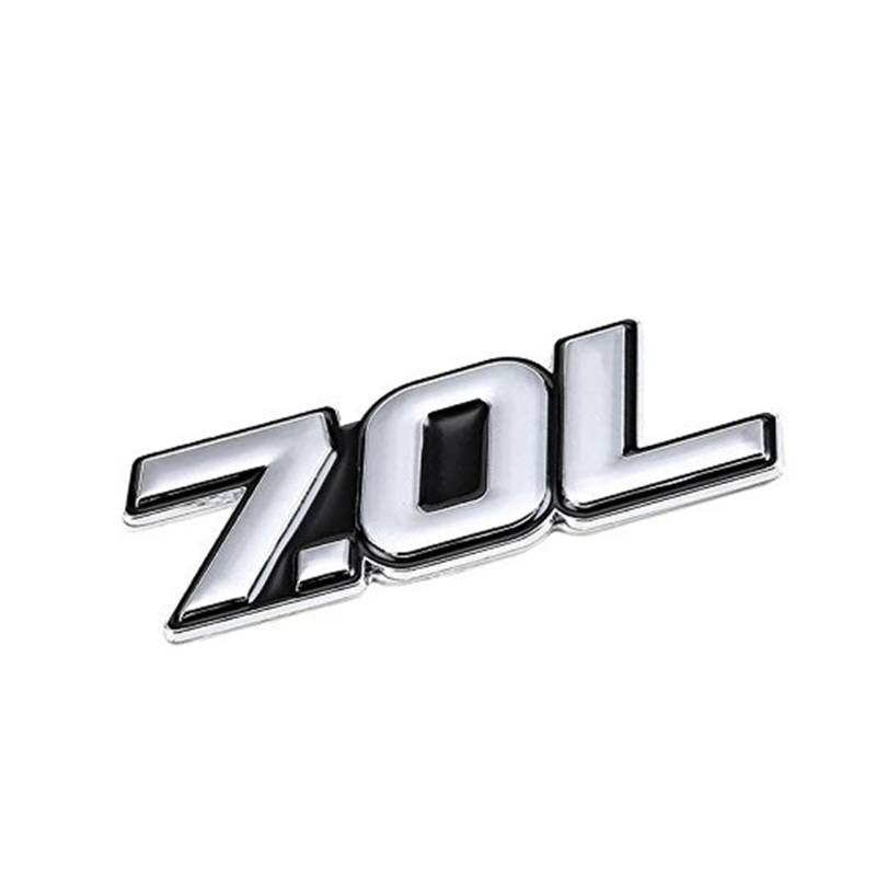 1,5 l Rot/Chrom Aluminiumlegierung Auto Kofferraum Tür Kotflügel Stoßstange Abzeichen Aufkleber Emblem Klebeband Aufkleber for Autos(Silver-Black,Emblem Letter: 7.0L) von Generisch