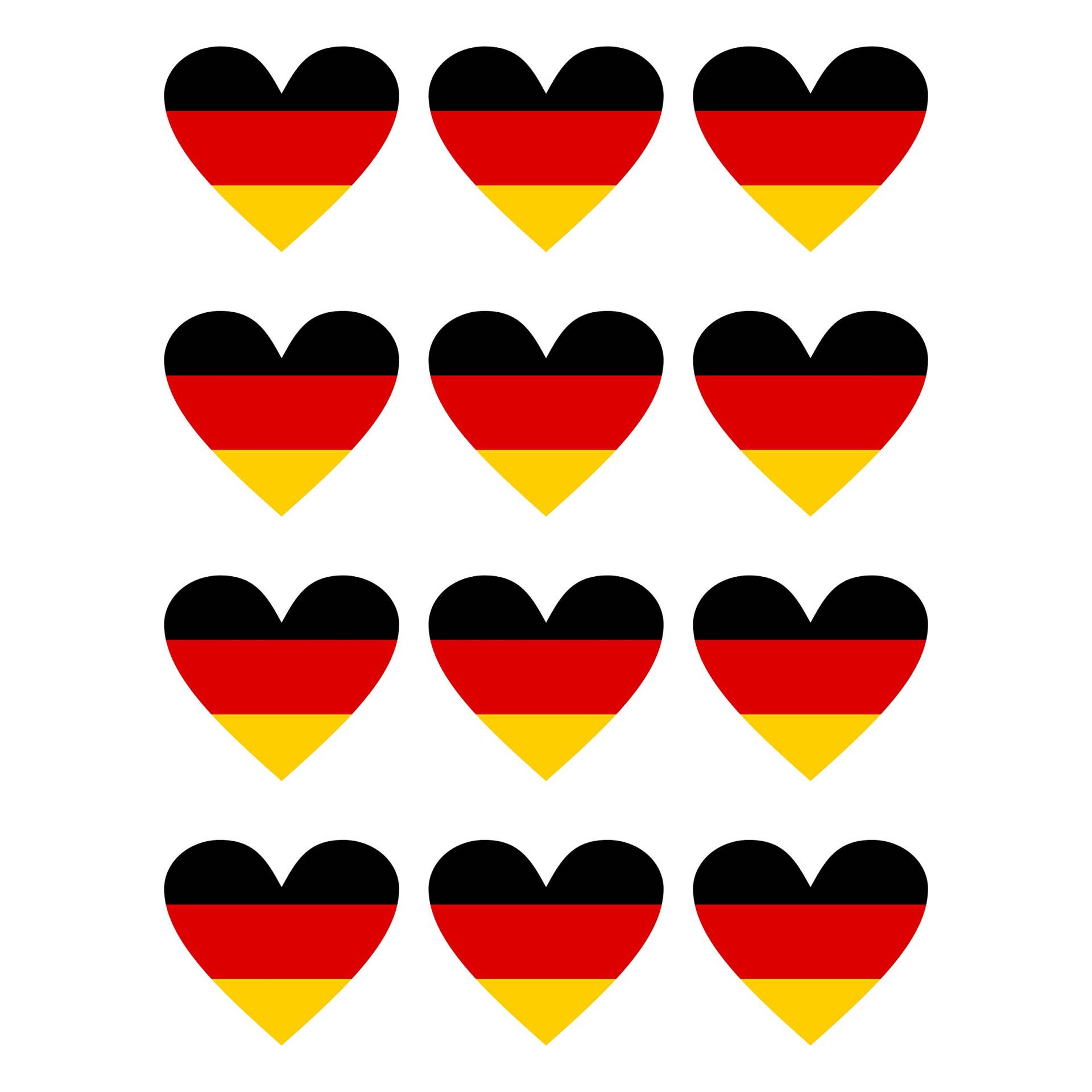 12 Stück Aufkleber Deutschland Herz | wetterfest & UV Schutz | Set Germany von Generisch