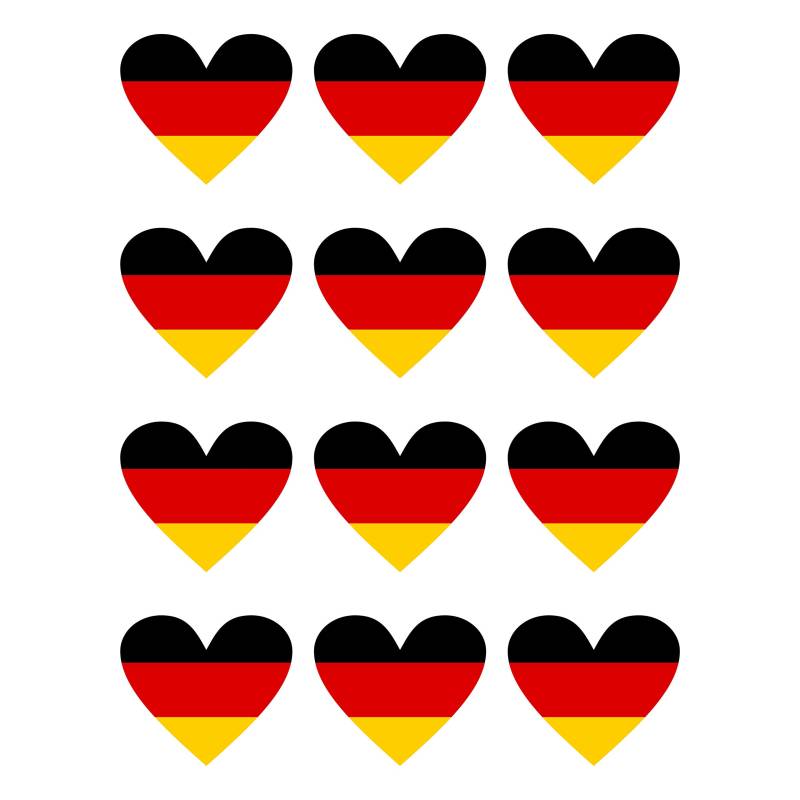 12 Stück Aufkleber Deutschland Herz | wetterfest & UV Schutz | Set Germany von Generisch