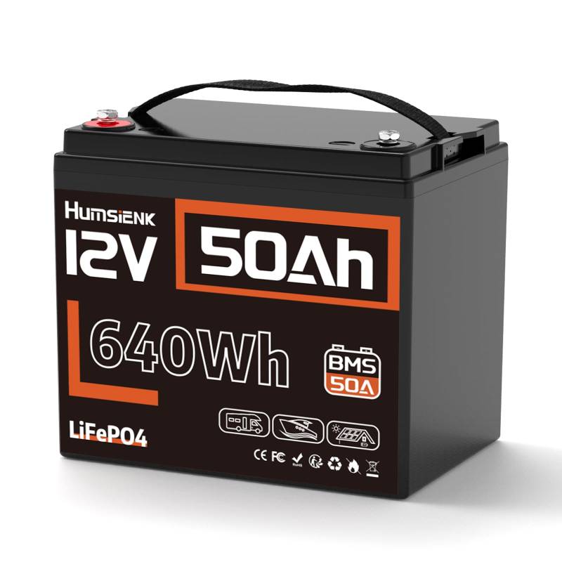 12.8V 50Ah LiFePO4 Lithium-Batterie - 15000 Zyklen, integriertes 50A BMS, Schutz gegen niedrige Temperaturen - ideal für Wohnmobil, Camping und Energiespeicher zu Hause von Generisch