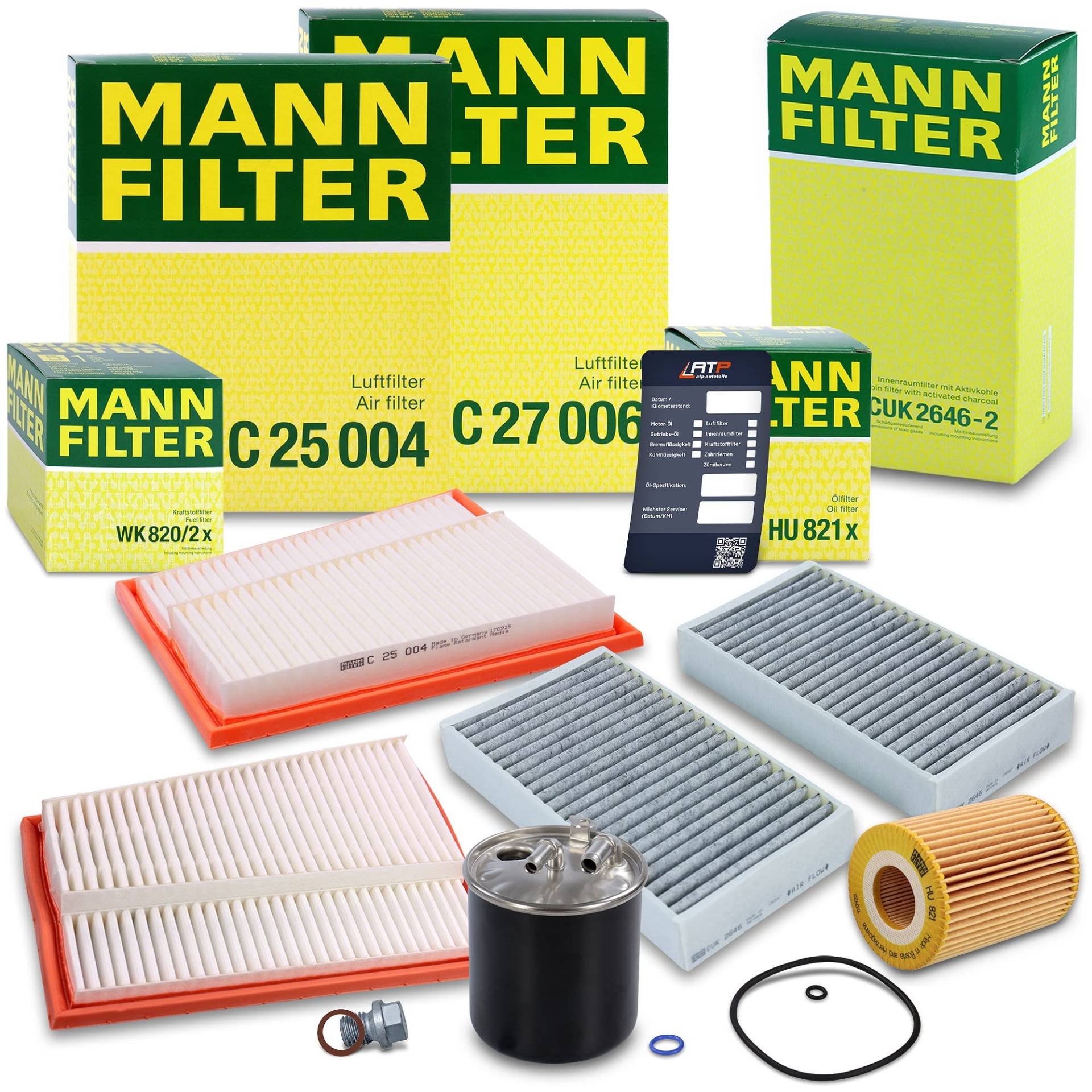 1x MANN-FILTER Ölfilter, 2x MANN-FILTER Luftfilter, 2x MANN-FILTER Innenraumfilter (Aktivkohle), 1x MANN-FILTER Kraftstofffilter Kompatibel mit MERCEDES GL (X164), M (W164), R-Klasse (W251, V251) von Generisch