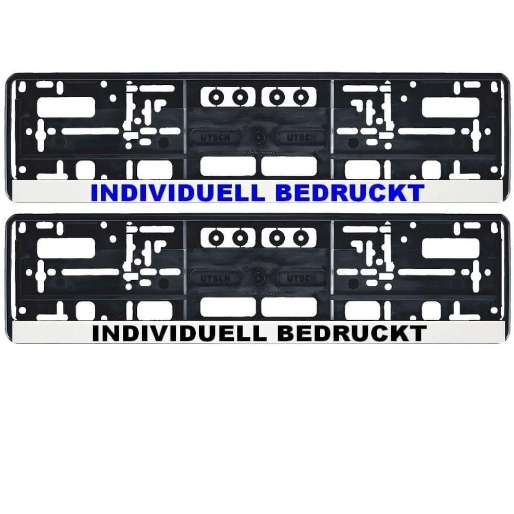 2 Stück Kennzeichenhalter mit Ihrem eigenen Text Internetadresse Firmenname Logo oder Spruch Bedrucken (Weiss) von Generisch