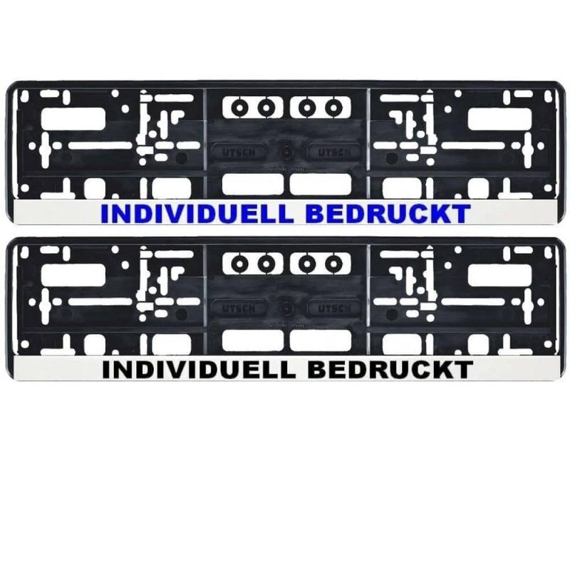 2 Stück Kennzeichenhalter mit Ihrem eigenen Text Internetadresse Firmenname Logo oder Spruch Bedrucken (Weiss) von Generisch